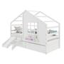 Imagem de Cama Casinha com Janela com 02 Gavetas e Escada/Escorregador Madeira Maciça Branco Housin