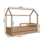 Imagem de Cama Casinha Montessoriana Com Colchão Solteiro 2 Gavetas Aveiro Oak Sorriso Shop JM