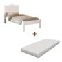 Imagem de Cama Com Colchão Cabeceira Solteiro 100% MDF Branco Sutton Shop Jm