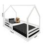 Imagem de Cama Com Colchão Solteiro Montessoriana Casinha Madeira Maciça Branco Amore Shop JM