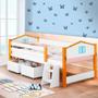 Imagem de Cama Com Escadinha Infantil Solteiro Branco Azul Elza Divaloto