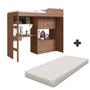 Imagem de Cama Com Estação De Trabalho 3 em 1  Com Colchão Montana Imbuia Shop Jm