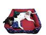 Imagem de cama de cachorro grande  70x70cm caminha pet até 15kg + manta ( vinho coroinhas )