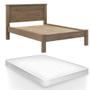 Imagem de Cama De Casal 149x200 Com Cabeceira 100% MDF Com Colchão Castanho Dubai Fênix