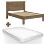 Imagem de Cama De Casal Com Cabeceira 100% MDF Com Colchão Castanho Fege Shop Jm