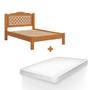 Imagem de Cama De Casal Com Cabeceira 100% MDF E Colchão Nature Off White Flex Munique Fênix