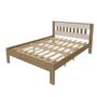 Imagem de Cama de Casal com Cabeceira Ripada - Amêndoa/Branco