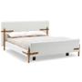 Imagem de Cama de Casal MH-6017 Herval Estofado Casal Colchão 193 cm Madeira Maciça Off White Detalhe Marrom B