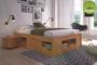 Imagem de Cama de Casal Multifuncional Charme com Mesa de Cabeceira - Amêndoa
