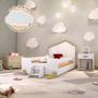 Imagem de Cama de Criança Infantil com Escadinha Solteiro Ayla Branca e Natural Acompanha Luminária Led