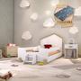 Imagem de Cama de Criança Infantil Montessoriana com Colchão e Escadinha Solteiro Ayla - Branca e Natural