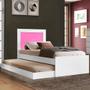 Imagem de Cama De Solteiro Com Auxiliar 100% MDF Branco Rosa Olívia Shop JM