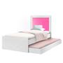 Imagem de Cama De Solteiro Com Auxiliar 100% MDF Branco Rosa Olívia Shop JM