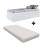 Imagem de Cama De Solteiro Com Sapateira Acoplada Branco Com Colchão Hoxa Shop Jm