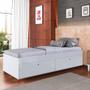 Imagem de Cama De Solteiro Com Sapateira Acoplada Branco Com Colchão Hoxa Shop Jm