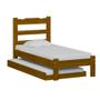 Imagem de Cama de Solteiro Esmeralda de Madeira Maciça Reforçada Com Auxiliar Imbuia