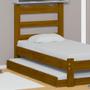 Imagem de Cama de Solteiro Esmeralda de Madeira Maciça Reforçada Com Auxiliar Imbuia