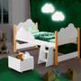 Imagem de Cama De Solteiro Infantil Com Baú Escada E 2 Luminárias Nuvem Maia Branco Divaloto