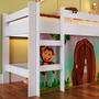 Imagem de Cama Elevada Infantil com Escorregador e Cortina Estampada Zoo 93 x 202 cm - Zimo Shop