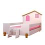 Imagem de Cama Infantil Baixa Com Grade De Proteção Branco Rosa