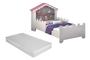 Imagem de Cama Infantil Casa Princesa Rosa Menina Com Colchão Menino Casinha Grade Elegante Cercado Solteiro Crianças Caminha Boneca Cabana Resistente Bebê