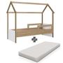 Imagem de Cama Infantil Casinha Com Colchão Solteiro Aveiro Oak Branco Sonho Completa Móveis