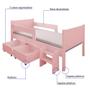 Imagem de Cama Infantil com 2 Baus Organizador e Escada Luna Plus Rosa