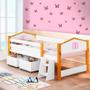 Imagem de Cama Infantil Com Baú Solteiro Casinha Branco Rosa Elza Divaloto