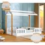 Imagem de Cama Infantil com Colchão Casal Casinha Segura Montessoriana Ágatha Branco/mel + Luminária