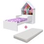 Imagem de Cama Infantil Com Colchão E Prateleiras Casinha Branco Flex Magia Gabrielli Móveis