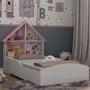 Imagem de Cama Infantil com proteção lateral e cabeceira casinha casinha Gelius - Branco Acetinado
