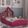 Imagem de Cama Infantil com proteção lateral e cabeceira casinha casinha Gelius - Pink Ploc