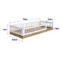 Imagem de Cama Infantil de Chão Montessoriana com Colchão Menino Menina Solteiro 195cm com Grade Proteção Aveiro com Branco