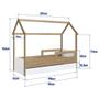 Imagem de Cama Infantil Montessoriana Bicama Casinha Solteiro Menino Menina com Proteção Lateral e Cama Auxiliar Aveiro com Branco