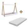 Imagem de Cama Infantil Montessoriana Cabana Com Colchão 68cm x 148cm Branco Barnaby Completa Móveis