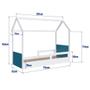 Imagem de Cama Infantil Montessoriana Casinha com Colchão Menino Menina Solteiro 196cm com Proteção Lateral Branco com Azul