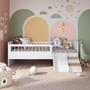 Imagem de Cama Infantil Montessoriana com Grade e Escorrega Affetto Branco