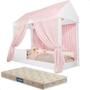 Imagem de Cama Infantil Montessoriana Crystal Com Colchão e Voal Rosa