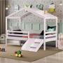 Imagem de Cama Infantil Prime com Telhado Claraboia e Kit Escadinha Branco/Natural - Casatema