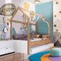 Imagem de Cama Infantil Solteiro Com Auxiliar Casinha Aveiro Oak Branco Carrossel Shop JM