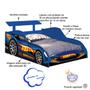 Imagem de Cama Juvenil 1,50 x 70 Carro stock  Azul Menino  Corrida Proteção Facil Acesso Hot Wheels Relâmpago McQueen Baixa Quarto Criança Personagem