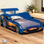 Imagem de Cama Juvenil 1,50 x 70 Carro stock  Azul Menino  Corrida Proteção Facil Acesso Hot Wheels Relâmpago McQueen Baixa Quarto Criança Personagem