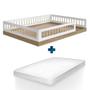 Imagem de Cama Montessoriana Casal Infantil Com Colchão Aveiro Oak Branco Aconchego Shop JM