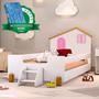 Imagem de Cama Montessoriana Casinha Infantil Branco Rosa Belíssima Divaloto Com Colchão Gazin