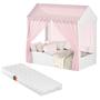 Imagem de Cama Montessoriana Colina Com Proteção Lateral Para Quarto De Menina Princesa Com Voal E Colchão