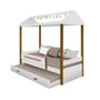 Imagem de Cama Montessoriana Infantil Sara Solteiro C/ Led e Cama Auxiliar - Branco/amêndoa