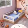 Imagem de Cama Montessoriana Infantil Solteiro Com Grade De Proteção 84 x 195 cm Com Colchão Aveiro Oak Branco Suki Shop