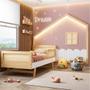 Imagem de Cama Montessoriana Lift Solteiro com 1 Grade e Moldura Infantil Casinha com Led Dream Decor Casatema Branco/Natural