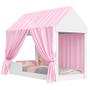 Imagem de Cama Montessoriana Solteiro Dossel Rosa Com Colchão Meninas madeira mdf menina protecao espacosa  princesa Casinha 