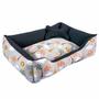 Imagem de Cama para Cachorro Médio 60X50 Com Zíper Estampa Safari Cinza Com Preto